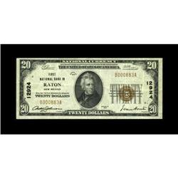 Raton, NM - $20 1929 Ty. 1 First NB Ch. # 12924A very n 