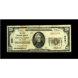 Santa Rosa, NM - $20 1929 Ty. 1 The First NB Ch. # 6081 