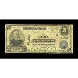 Cuba, NY - $5 1902 Plain Back Fr. 598 The Cuba NB Ch. # 