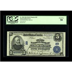 New York, NY - $5 1902 Plain Back Fr. 598 The First NB 