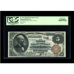 New York, NY - $5 1882 Brown Back Fr. 467 The NB of Com 