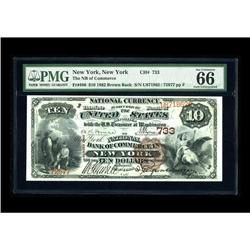 New York, NY - $10 1882 Brown Back Fr. 480 The NB of Co 