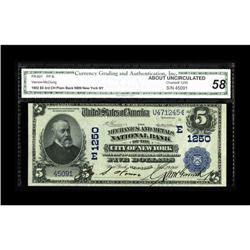 New York, NY - $5 1902 Date Back Fr. 593 The Mechanics 