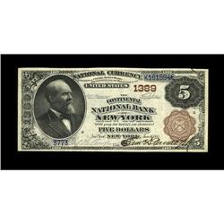 New York, NY - $5 1882 Brown Back Fr. 469 The Continent 