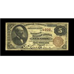 New York, NY - $5 1882 Brown Back Fr. 472 The National 