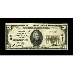 New York, NY - $20 1929 Ty. 1 The Lebanon NB Ch. # 1221 