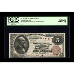 Poughkeepsie, NY - $5 1882 Brown Back Fr. 468 The Farme 