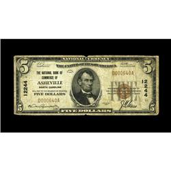 Asheville, NC - $5 1929 Ty. 1 The NB of Commerce Ch. # 