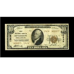 Henderson, NC - $10 1929 Ty. 2 First NB Ch. # 13636Of t 