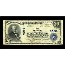 Oakes, ND - $20 1902 Plain Back Fr. 650 The Oakes NB Ch 
