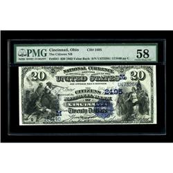 Cincinnati, OH - $20 1882 Value Back Fr. 581 The Citize 