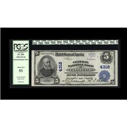 Cleveland, OH - $5 1902 Plain Back Fr. 601 The Central 