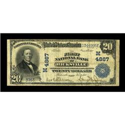Hicksville, OH - $20 1902 Plain Back Fr. 665 