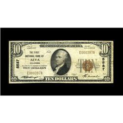 Alva, OK - $10 1929 Ty. 1 The First NB Ch. # 5587A mere 