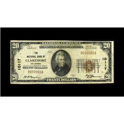 Claremore, OK - $20 1929 Ty. 1 The NB of Claremore Ch. 