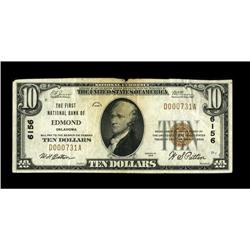 Edmond, OK - $10 1929 Ty. 1 The First NB Ch. # 6156A Ve 