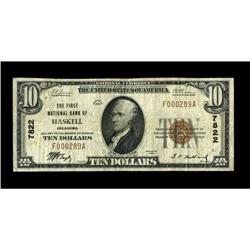 Haskell, OK - $10 1929 Ty. 1 The First NB Ch. # 7822Jus 