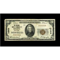 Hominy, OK - $20 1929 Ty. 1 The NB of Commerce Ch. # 10 