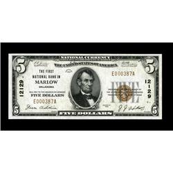 Marlow, OK - $5 1929 Ty. 1 The First NB Ch. # 12129A pa 