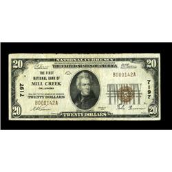 Mill Creek, OK - $20 1929 Ty. 1 The First NB Ch. # 7197 