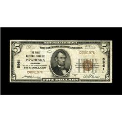 Pawhuska, OK - $5 1929 Ty. 1 The First NB Ch. # 5961Thi 