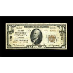 Ponca City, OK - $10 1929 Ty. 2 The First NB Ch. # 1389 