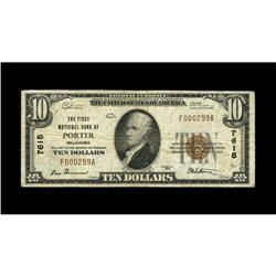 Porter, OK - $10 1929 Ty. 1 The First NB Ch. # 7615A ve 