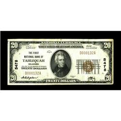 Tahlequah, OK - $20 1929 Ty. 1 The First NB Ch. # 5478T 