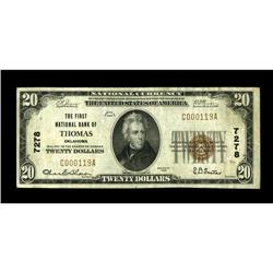 Thomas, OK - $20 1929 Ty. 1 The First NB Ch. # 7278A hi 