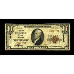Vian, OK - $10 1929 Ty. 1 The First NB Ch. # 10573While 