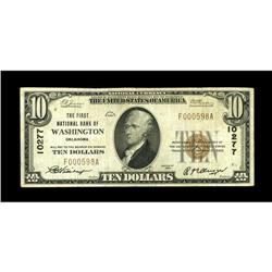 Washington, OK - $10 1929 Ty. 1 The First NB Ch. # 1027 