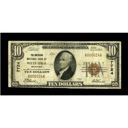 Wetumka, OK - $10 1929 Ty. 1 The American NB Ch. # 7724 