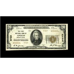 Apollo, PA - $20 1929 Ty. 2 The First NB Ch. # 5723The 