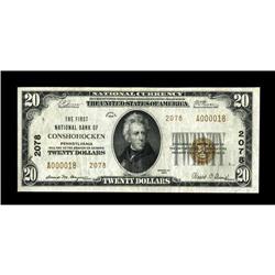 Conshohocken, PA - $20 1929 Ty. 2 The First NB Ch. # 20 