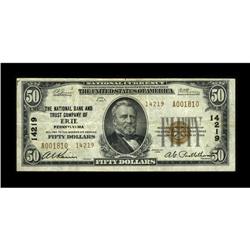 Erie, PA - $50 1929 Ty. 2 The NB & TC Ch. # 14219Only f 