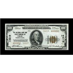 Erie, PA - $100 1929 Ty. 2 The NB & TC Ch. # 14219This 