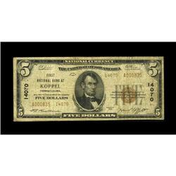 Koppel, PA - $5 1929 Ty. 2 First NB Ch. # 14070This lat 