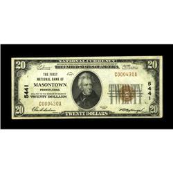 Masontown, PA - $20 1929 Ty. 1 The First NB Ch. # 5441T 