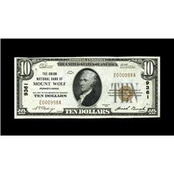 Mount Wolf, PA - $10 1929 Ty. 1 The Union NB Ch. # 9361 