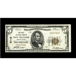 New Freedom, PA - $5 1929 Ty. 1 The First NB Ch. # 6715 