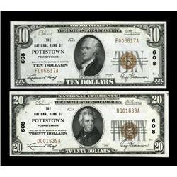 A Pair from PottstownPottstown, PA - $10 1929 Ty. 1 NB 