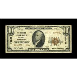 Rome, PA - $10 1929 Ty. 2 The Farmers NB Ch. # 10246An 