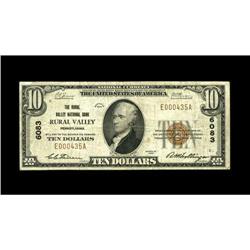 Rural Valley, PA - $10 1929 Ty. 1 The Rural Valley NB C 