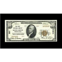 Selins Grove, PA - $10 1929 Ty. 2 The First NB Ch. # 35 