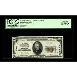 Tionesta, PA - $20 1929 Ty. 1 The Citizens NB Ch. # 50 