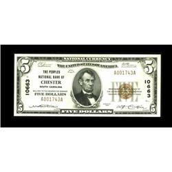 Chester, SC - $5 1929 Ty. 1 The Peoples NB Ch. # 10663P 