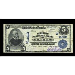 Emery, SD - $5 1902 Plain Back Fr. 607 The Security NB 