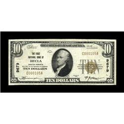 Hecla, SD - $10 1929 Ty. 1 The First NB Ch. # 9679This 