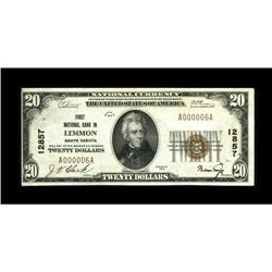 Lemmon, SD - $20 1929 Ty. 1 First NB Ch. # 12857An Extr 