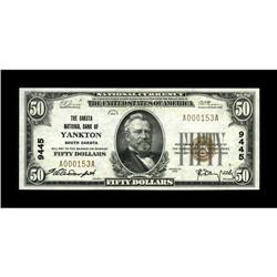 Yankton, SD - $50 1929 Ty. 1 The Dakota NB Ch. # 9445Th 